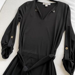 Michael Kors Black Long Sleeve Tie Dress